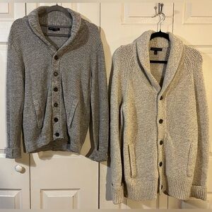 Banana Republic Men’s Chunky Knit Cardigans Grey & Cream Size M Bundle of Two